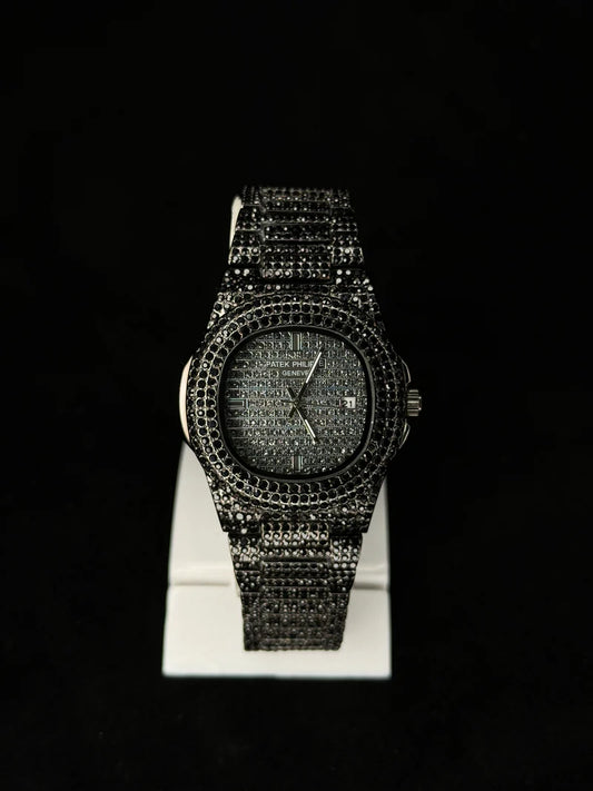 Patek Philippe Black iced out Diamond Watch - Tech Space